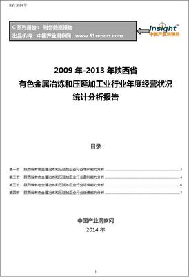 2009-2013年陜西省有色金屬冶煉和壓延加工業(yè)經(jīng)營狀況分析年報(bào)
